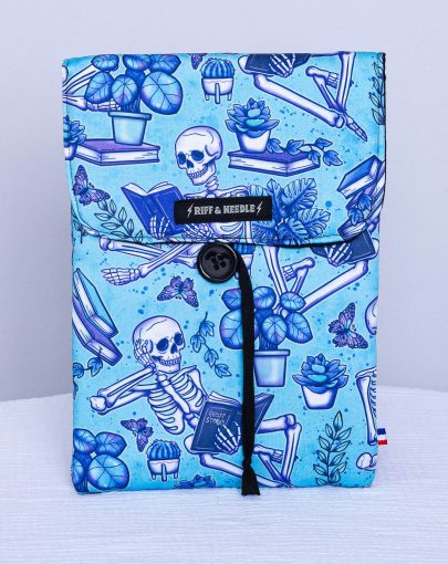Pochette à livre grand format — Squelettes lecteurs – bleu