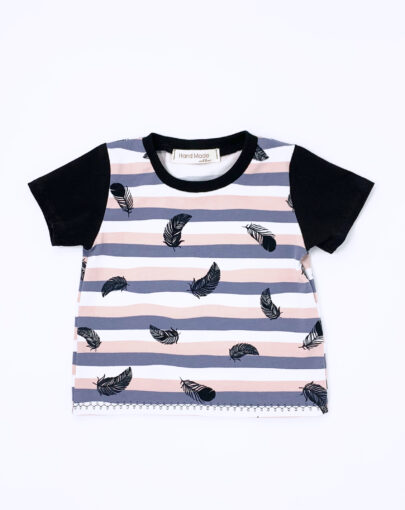 T-shirt rayé plumes