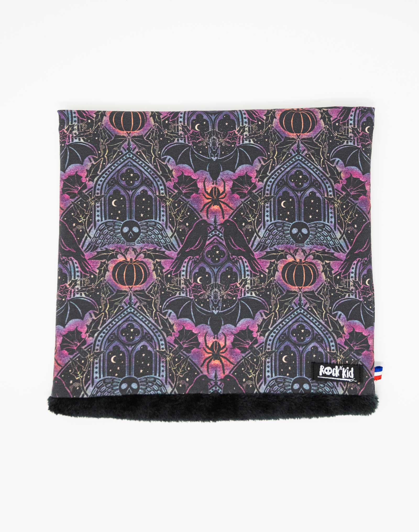 Tour de cou snood cousu main pour enfant motif goth rock
