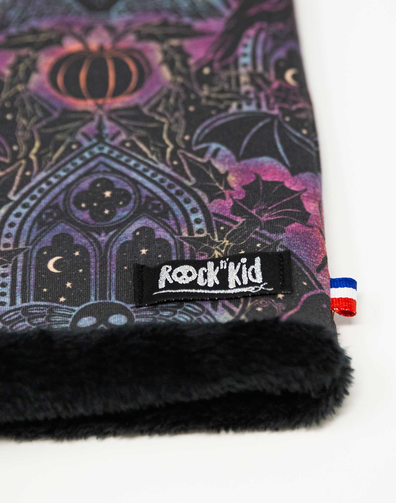 Tour de cou snood cousu main pour enfant motif goth rock