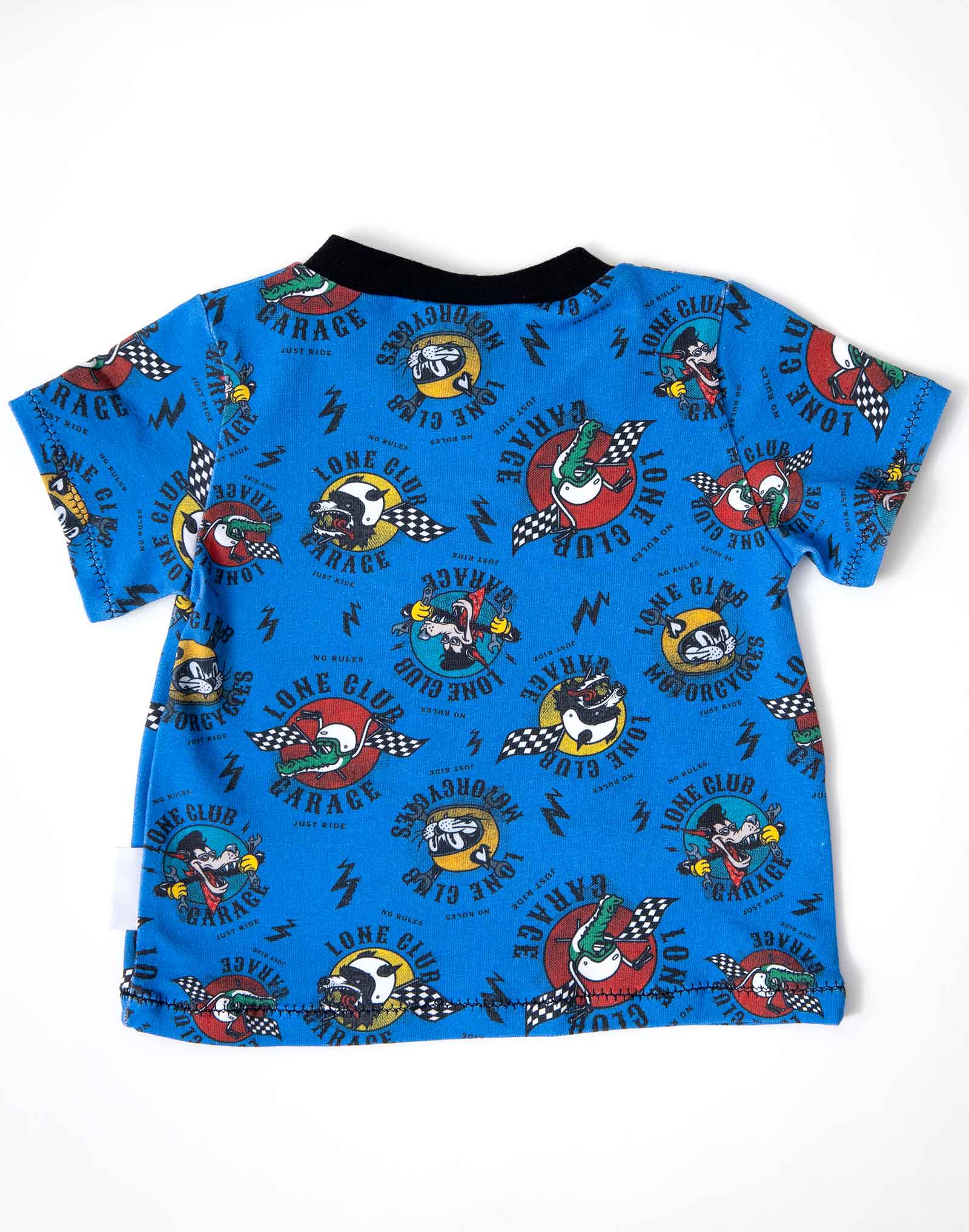 Tshirt cousu main évolutif 6 mois - 1 an, motif moto animaux