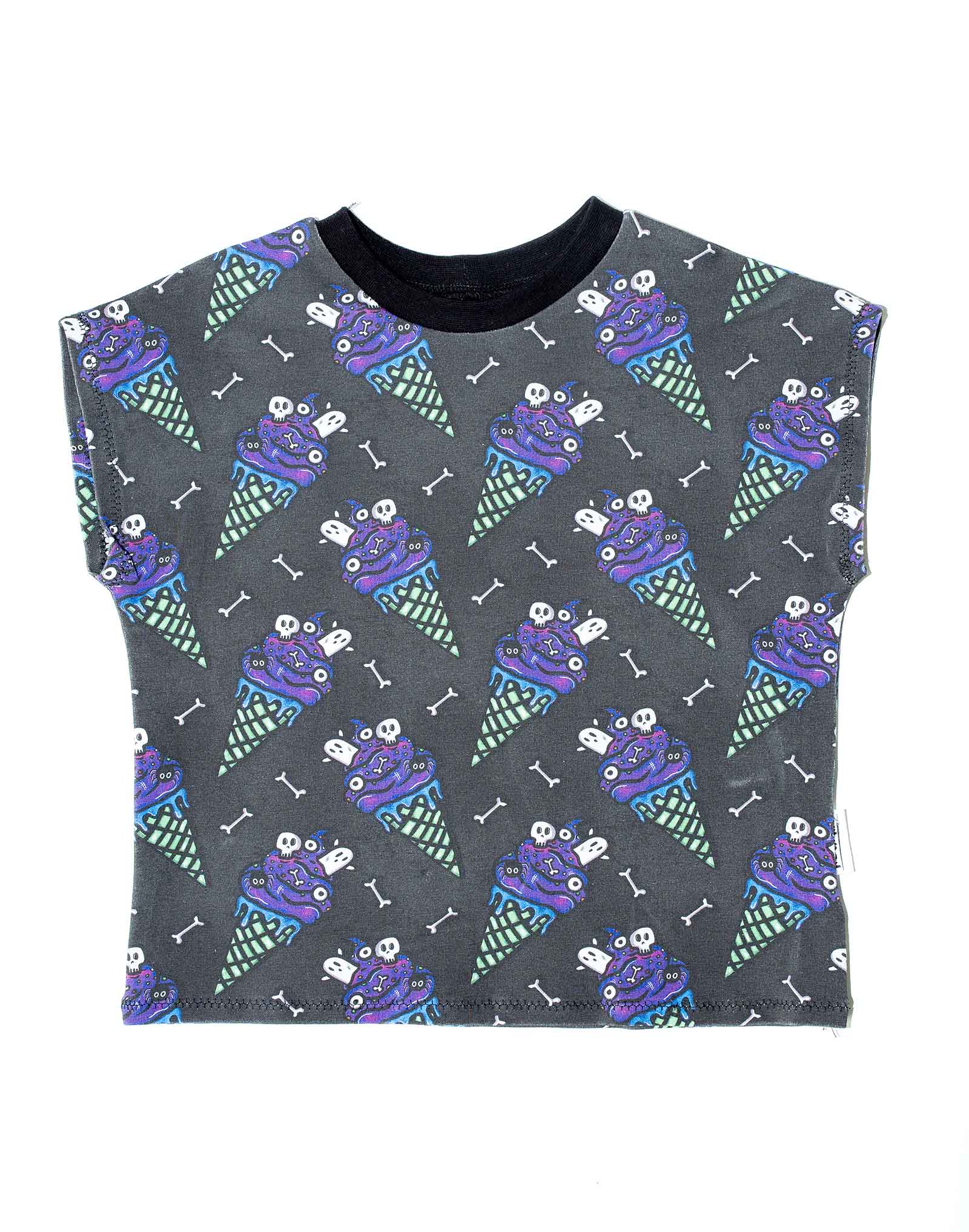 Tshirt cousu main de coupe oversize boxy taille 3-4 ans motif glaces