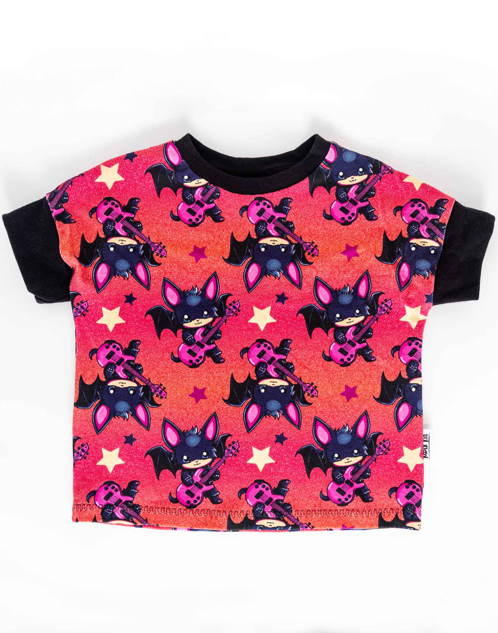 Tshirt cousu main motif chauve souris rock dessin exclusif