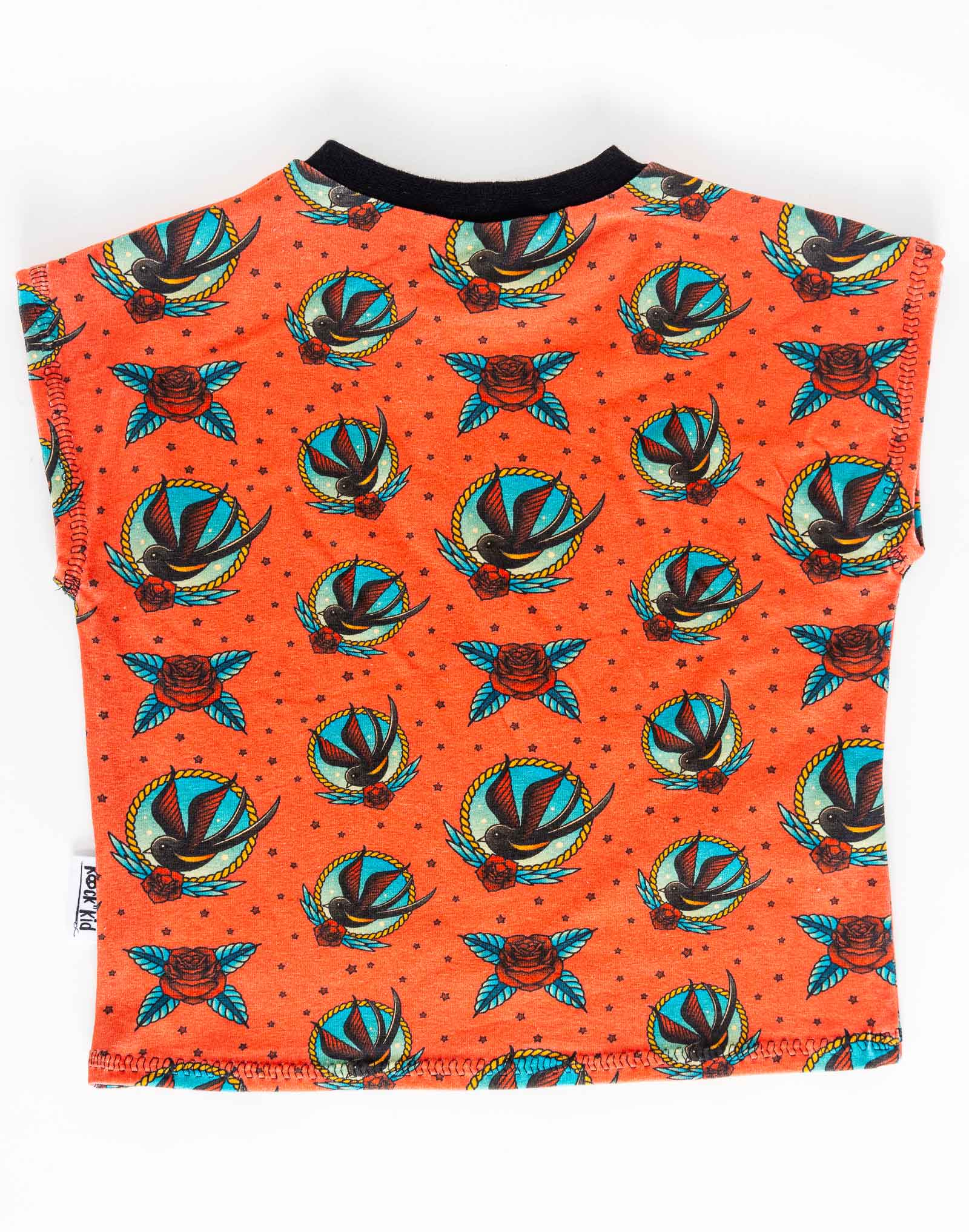 Tshirt cousu main motif hirondelles tattoo